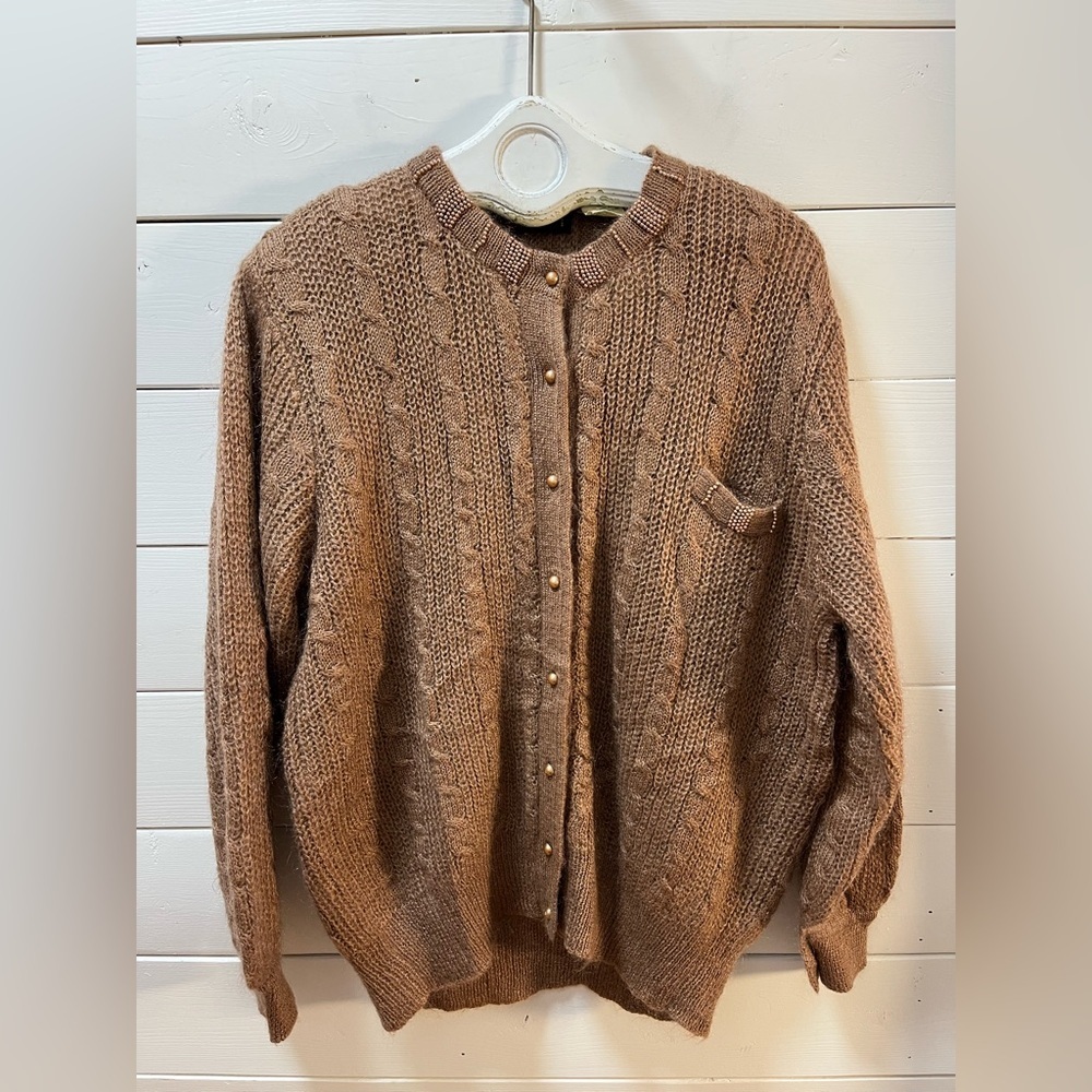 BALI – L/G – Beaded Cable Knit Cardigan